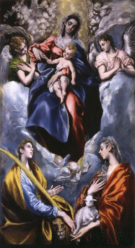 El Greco Madonna and Child with St Martina and St Agnes Norge oil painting art